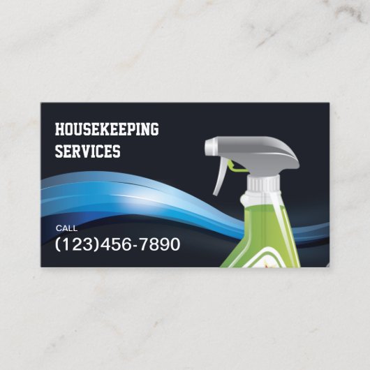 Huis schoonmaak Service Moderne blauwe golven Visitekaartje (Voorkant)