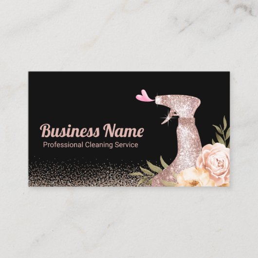 Huis schoonmaak Service Moderne Bloemenspray Clean Visitekaartje (Voorkant)