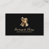 Huis Schoonmaak Service Moderne Gouden Handschoene Visitekaartje (Voorkant)