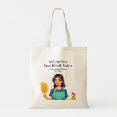 Huis schoonmaak service moderne vrouw roze tote bag (Achterkant)
