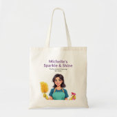 Huis schoonmaak service moderne vrouw roze tote bag (Voorkant)