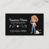 Huis Schoonmaak Service Schattigee Cartoon Meisje  Visitekaartje (Voorkant)