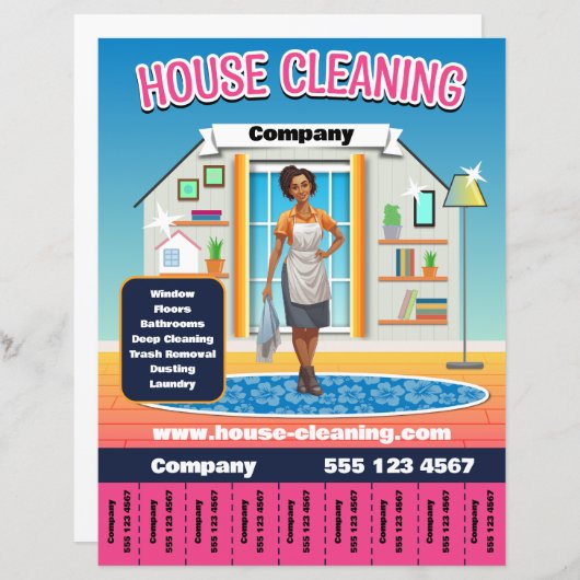 Huis Schoonmaak Service Sjabloon Roze (Voorkant / Achterkant)