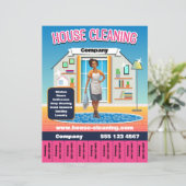 Huis Schoonmaak Service Sjabloon Roze (Staand voorkant)