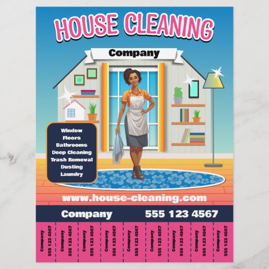 Huis Schoonmaak Service Sjabloon Roze Flyer (Voorkant)