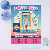 Huis Schoonmaak Service Sjabloon Roze Flyer (Enkel)