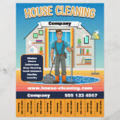Huis Schoonmaak Service Sjabloon Sinaasappel Flyer (Voorkant)