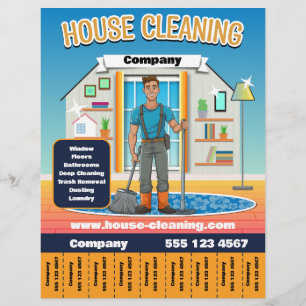 Huis Schoonmaak Service Sjabloon Sinaasappel Flyer