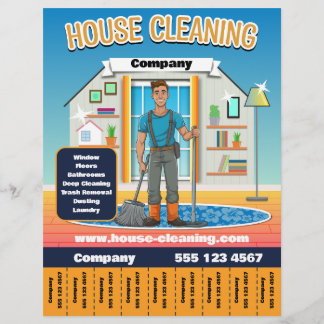 Huis Schoonmaak Service Sjabloon Sinaasappel Flyer