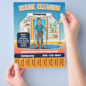 Huis Schoonmaak Service Sjabloon Sinaasappel Flyer (Hand)