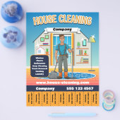 Huis Schoonmaak Service Sjabloon Sinaasappel Flyer (Enkel)