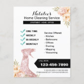 Huis Schoonmaak Vintage Bloem Huishouding Flyer (Voorkant)