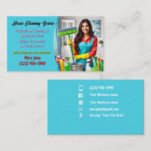 Huis schoonmaak Visitekaartjes (Voorkant / Achterkant)