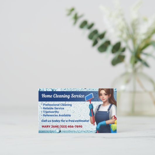 Huis schoonmaak Visitekaartjes (Staand voorkant)