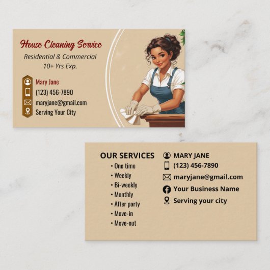 Huis schoonmaak Visitekaartjes (Voorkant / Achterkant)