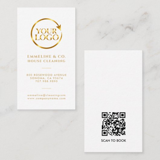 Huis Schoonmaakdienst Logo QR Code Visitekaartje (Voorkant / Achterkant)