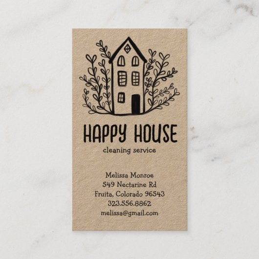 Huis schoonmaakdiensten Charmante Hand getrokken K Visitekaartje (Voorkant)