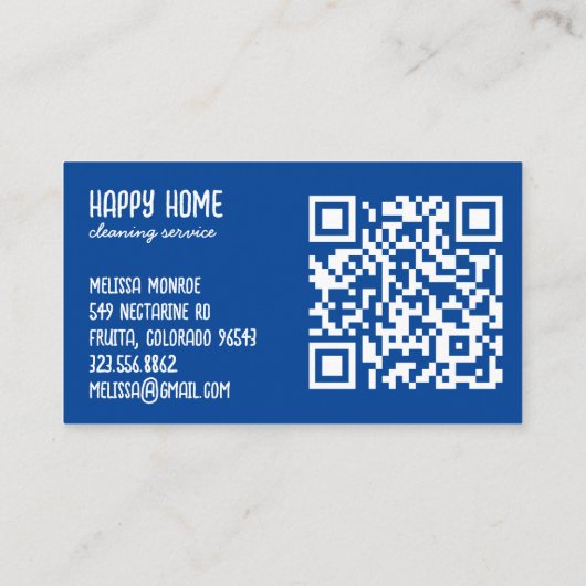 Huis schoonmaakdiensten Hand getrokken Doodle QR-c Visitekaartje (Achterkant)