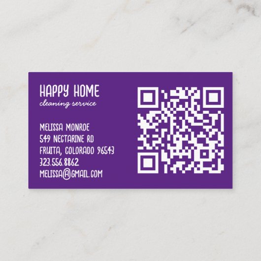 Huis schoonmaakdiensten Hand getrokken Doodle QR-c Visitekaartje (Achterkant)