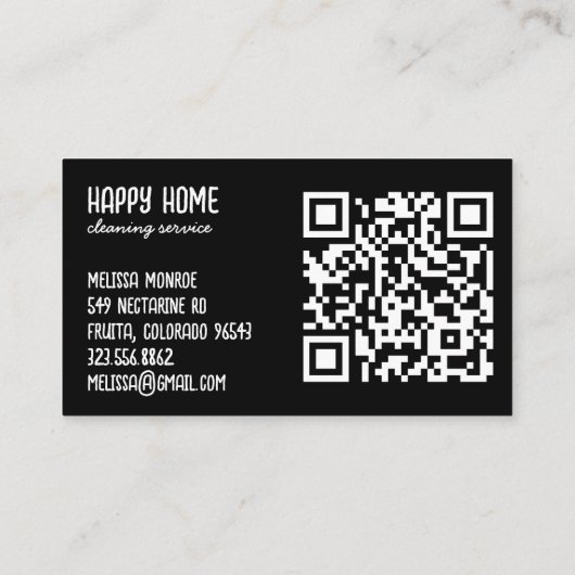 Huis schoonmaakdiensten Hand getrokken Doodle QR-c Visitekaartje (Achterkant)