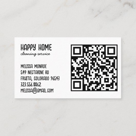 Huis schoonmaakdiensten Hand getrokken Doodle QR-c Visitekaartje (Achterkant)