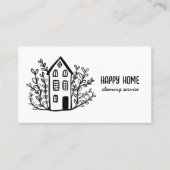 Huis schoonmaakdiensten Hand getrokken Doodle QR-c Visitekaartje (Voorkant)