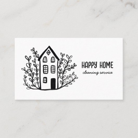 Huis schoonmaakdiensten Hand getrokken Doodle QR-c Visitekaartje (Voorkant)