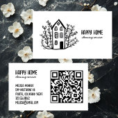 Huis schoonmaakdiensten Hand getrokken Doodle QR-c Visitekaartje