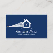 Huis schoonmaakdruk wasmonogram blauw visitekaartje (Voorkant)