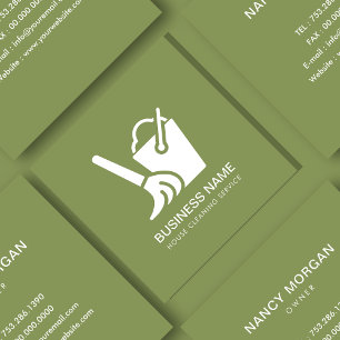 Huis schoonmaakservice Logo Sage Green Vierkante Visitekaartje