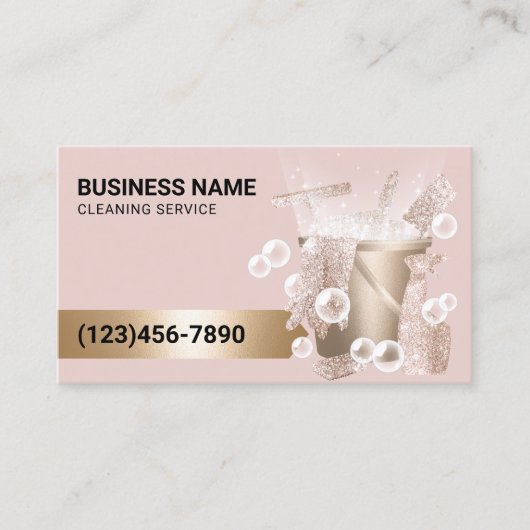 Huis schoonmaakservice Modern Blush Pink & Gold Visitekaartje (Voorkant)