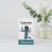 Huis schoonmaakservice Moderne Blauwgroen Huishoud Visitekaartje (Staand voorkant)