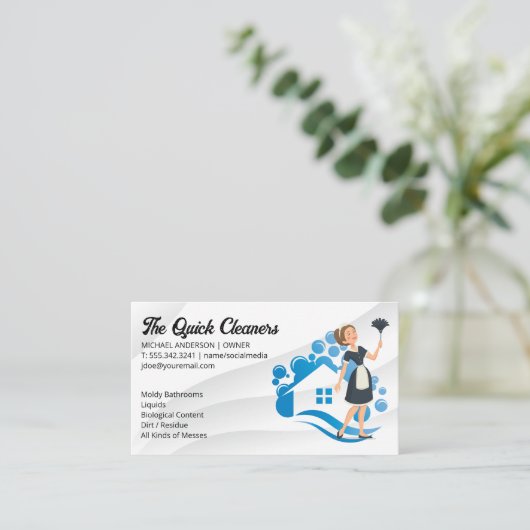 Huis Schoonmaakster | Huis Schoonmaken Visitekaartje (Staand voorkant)