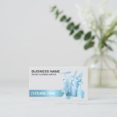 Huis schoonmaken Blauw Glitter & Zilver Profession Visitekaartje (Staand voorkant)