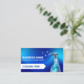 Huis schoonmaken Blauwe Holografische Spuitreinige Visitekaartje (Staand voorkant)