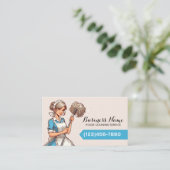 Huis schoonmaken Cartoon  Vrouw Maid Service Visitekaartje (Staand voorkant)