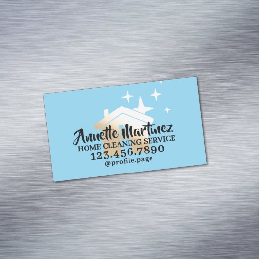 Huis schoonmaken glanzend huis logo magnetisch visitekaartje (Voorbeeld)