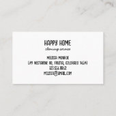 Huis schoonmaken Home Services Hand getrokken Dood Visitekaartje (Achterkant)