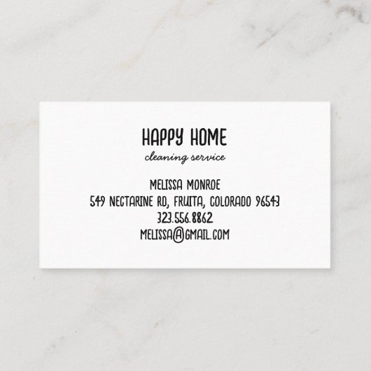 Huis schoonmaken Home Services Hand getrokken Dood Visitekaartje (Achterkant)