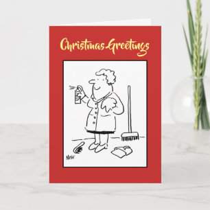 Huis schoonmaken kerstkaart feestdagen kaart