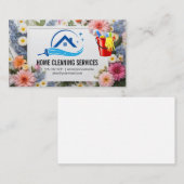 Huis schoonmaken Logo | Bloemenrand Visitekaartje (Voorkant / Achterkant)