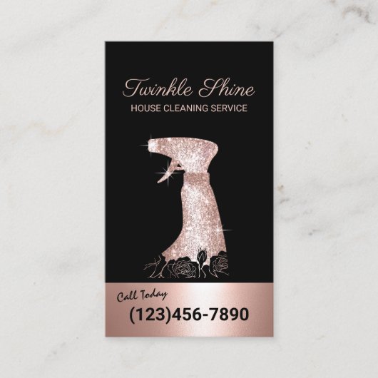 Huis schoonmaken Luxe Roos Gold Housekeeping Visitekaartje (Voorkant)