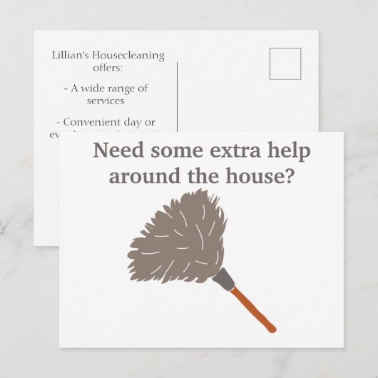 Huis schoonmaken Maid Business Adverteren Briefkaart (Voorkant / Achterkant)