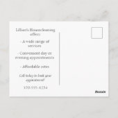 Huis schoonmaken Maid Business Adverteren Briefkaart (Achterkant)