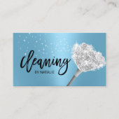 Huis schoonmaken Maid Service Elegant Blauw Visitekaartje (Voorkant)