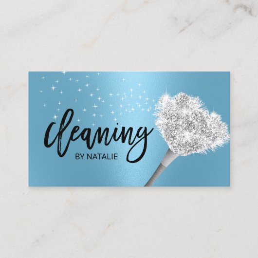Huis schoonmaken Maid Service Elegant Blauw Visitekaartje (Voorkant)