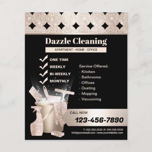 Huis schoonmaken Maid Service Geometrisch Zwart Go Flyer (Voorkant)