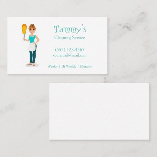 Huis schoonmaken Meisje Service Visitekaartje (Voorkant / Achterkant)