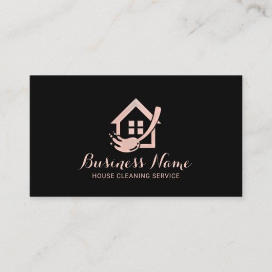 Huis schoonmaken Modern Zwart Roos Gold Maid Servi Visitekaartje (Voorkant)
