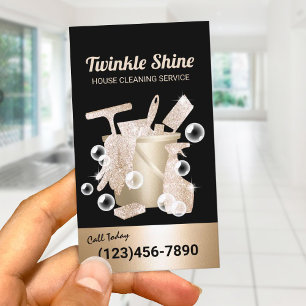 Huis schoonmaken Moderne Gouden Housekeeping Servi Visitekaartje